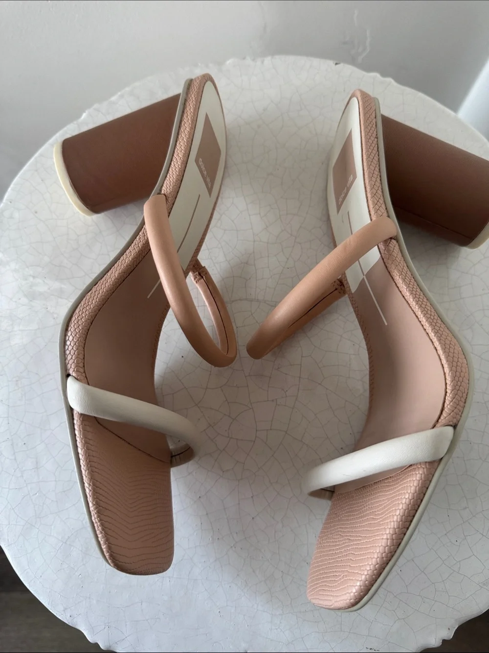 Dolce Vita NOLES Sand and Cream Double-Strap Rounded Block Heel Sandals